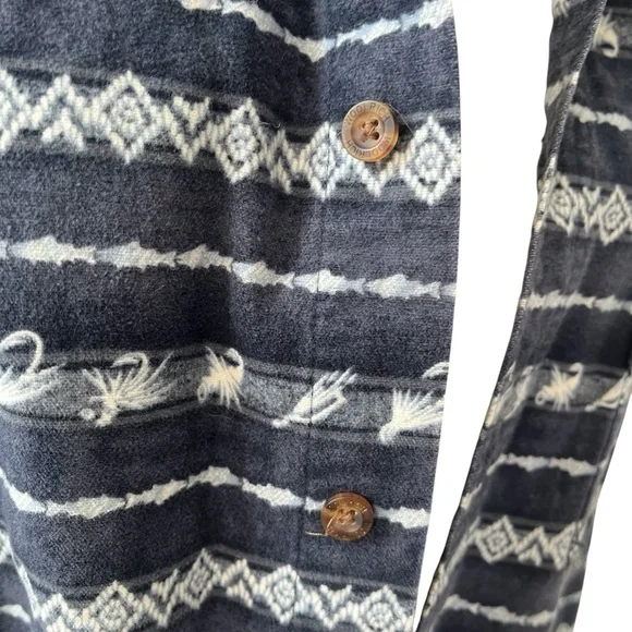 Woolrich blue flannel fishing lure print button down shirt Men’s M - Picture 8 of 14